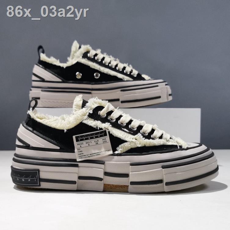 ✕Giày Sneaker - thể thao nam nữ Xvessel cao cấp full box đế gỗ đúc đẹp siêu nhẹ, vải rách cổ thấp cá tính