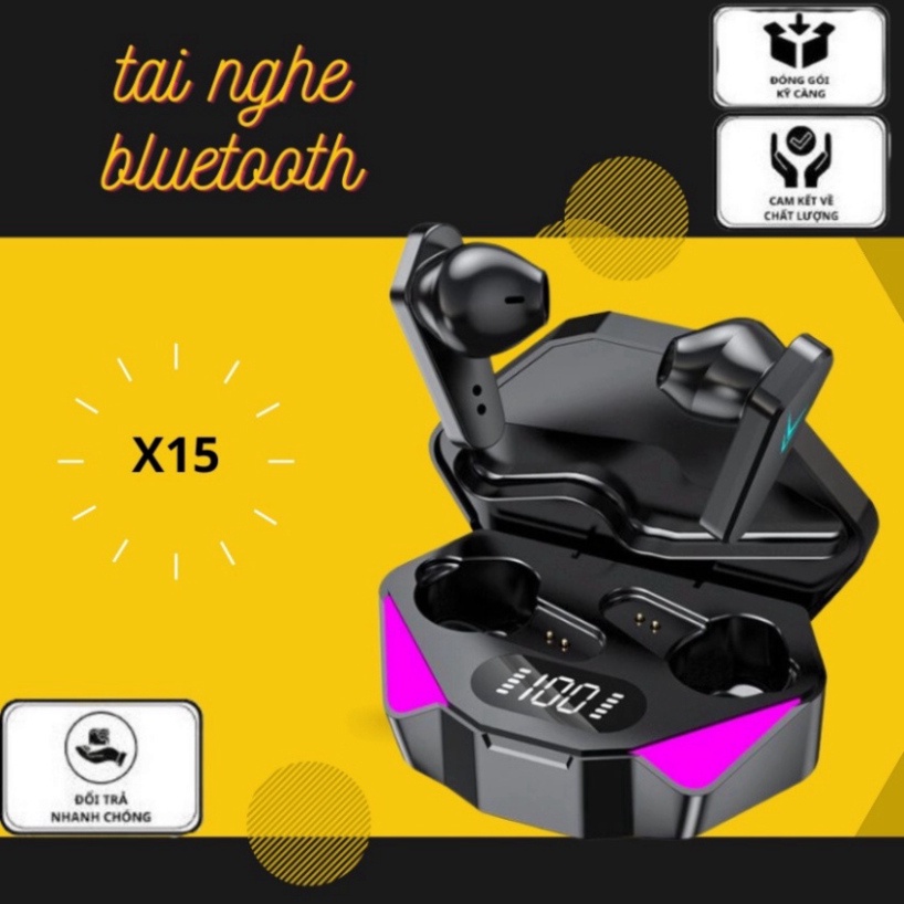 Tai nghe bluetooth X15 phiên bản Gaming chất lượng cao,tai nghe không dây pin trâu âm thanh sống động hợp mọi dòng máy