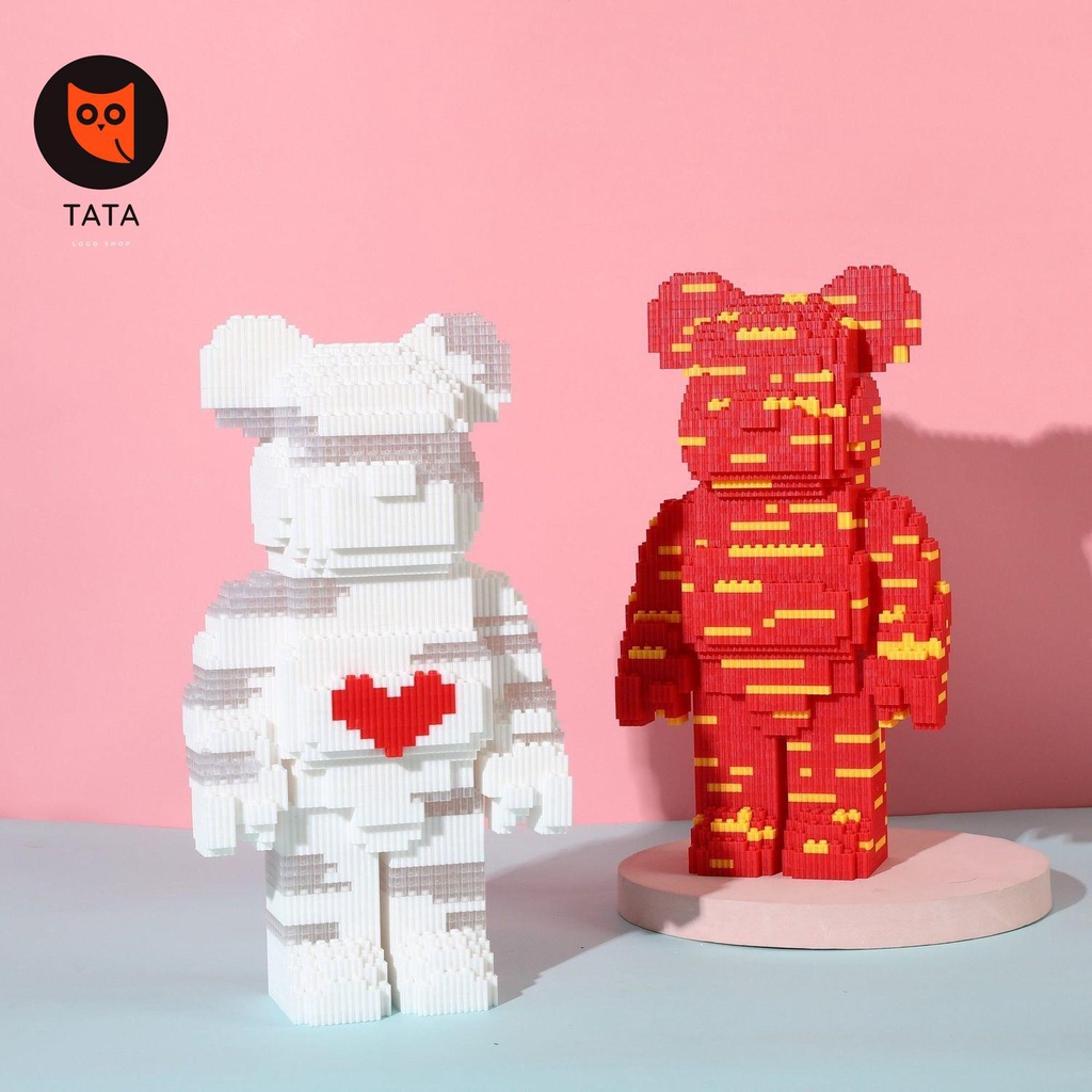 ☍✴Tương thích với Lego Net Red Love Bạo lực Gấu Khối xây dựng hạt nhỏ Quà tặng Trang trí Đồ chơi trẻ em