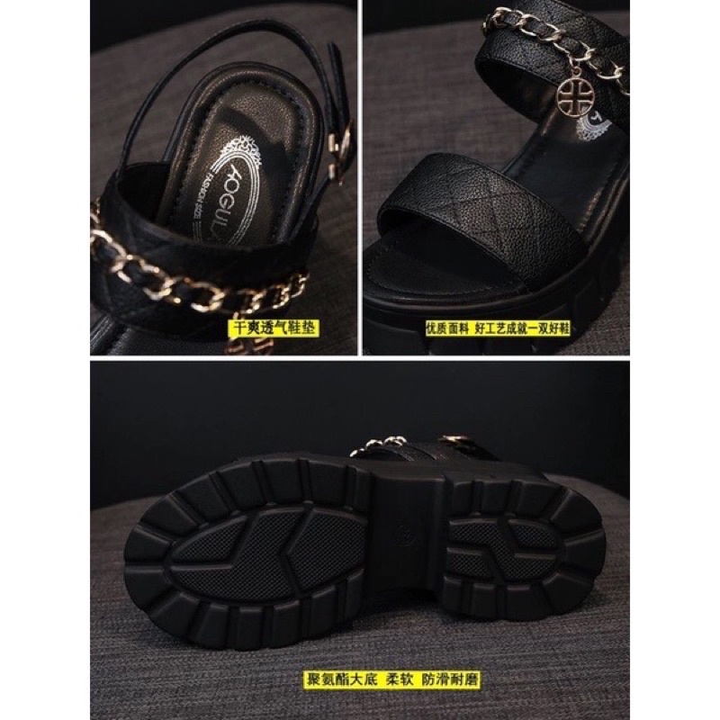 Hot ma 701 sandal đế cao phối xích vintage full hop qc fullbox