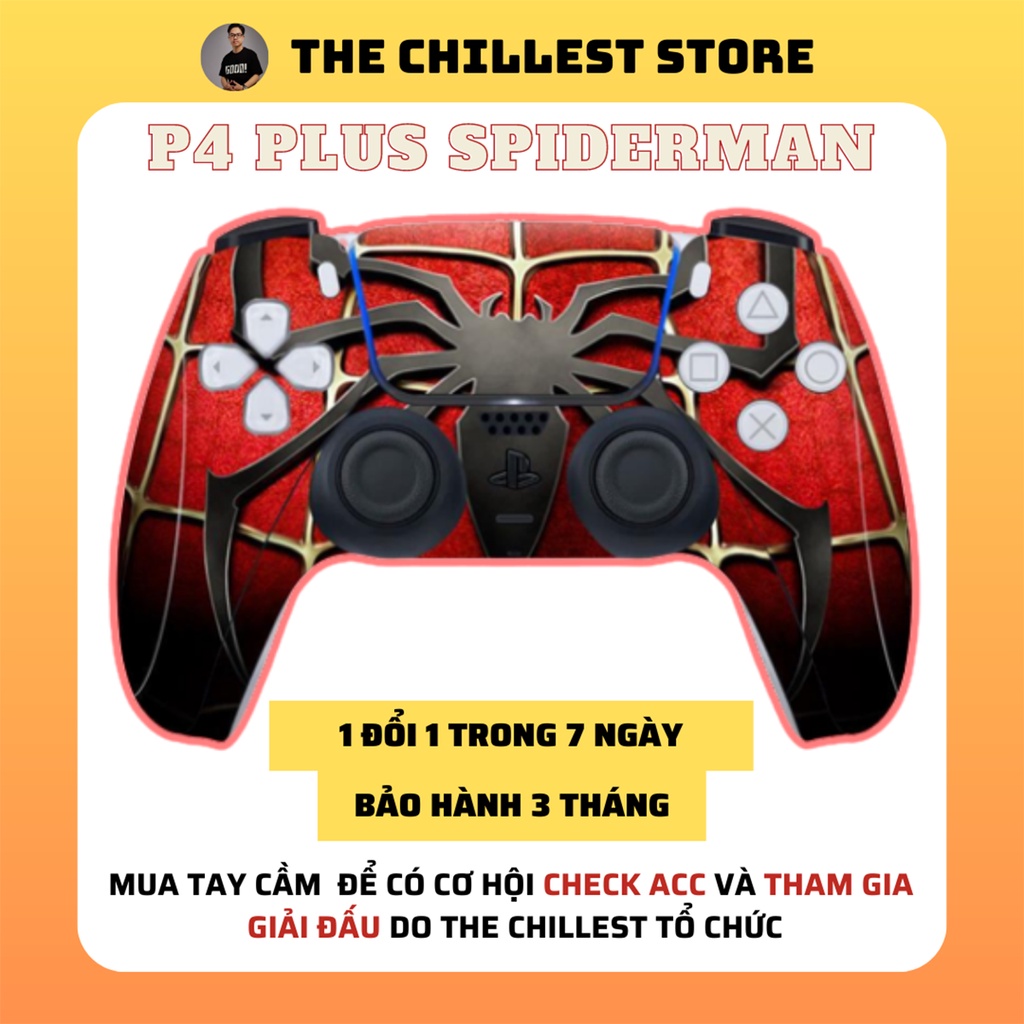 Tay cầm chơi game Fifa Online 4 P4-Plus Skin Spiderman, Tay cầm chơi game Bluetooth và có dây TYPE C, kiểu dáng PS5