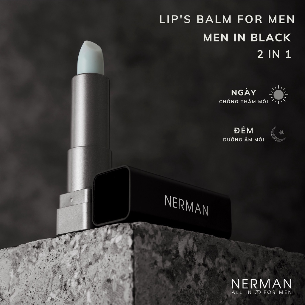 Combo tỏa sáng Nerman - Kem che khuyết điểm, chống nắng Invisible 50g & Son dưỡng ẩm, ngừa thâm Men in Black cho nam 4g