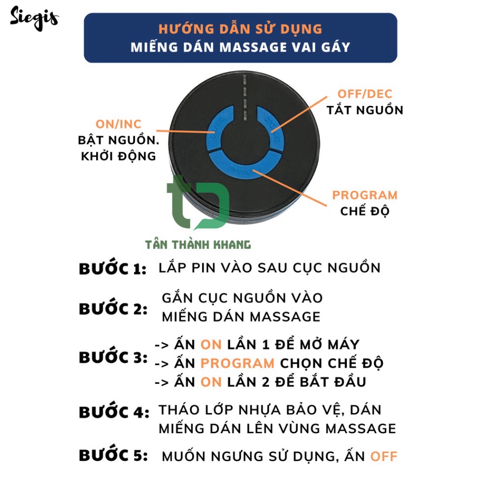 Miếng dán massage xung điện cổ vai gáy, bắp tay, lưng 10 chế độ mát-xa, pin sạc - Máy massage mini toàn thân an toàn