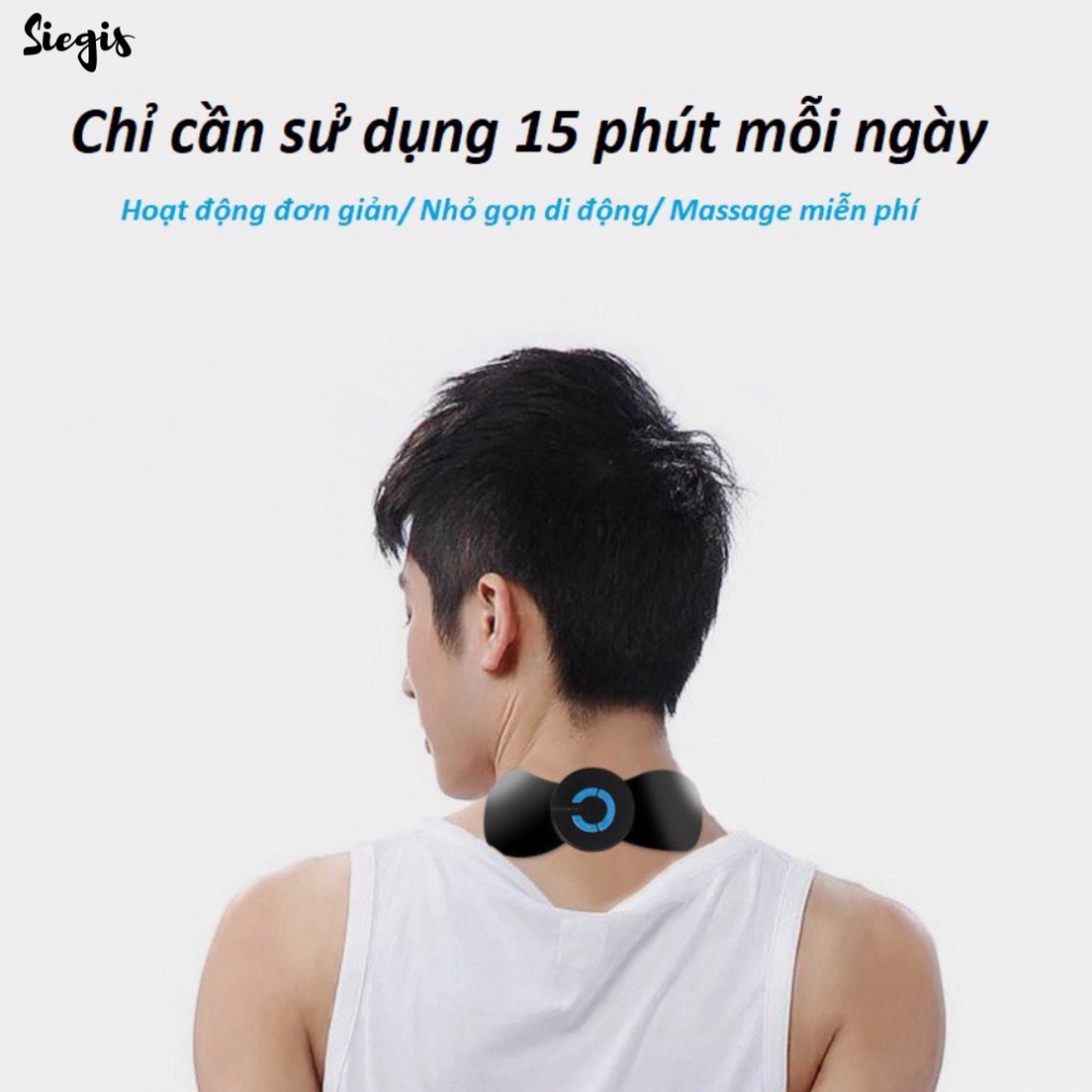 Miếng dán massage xung điện cổ vai gáy, bắp tay, lưng 10 chế độ mát-xa, pin sạc - Máy massage mini toàn thân an toàn
