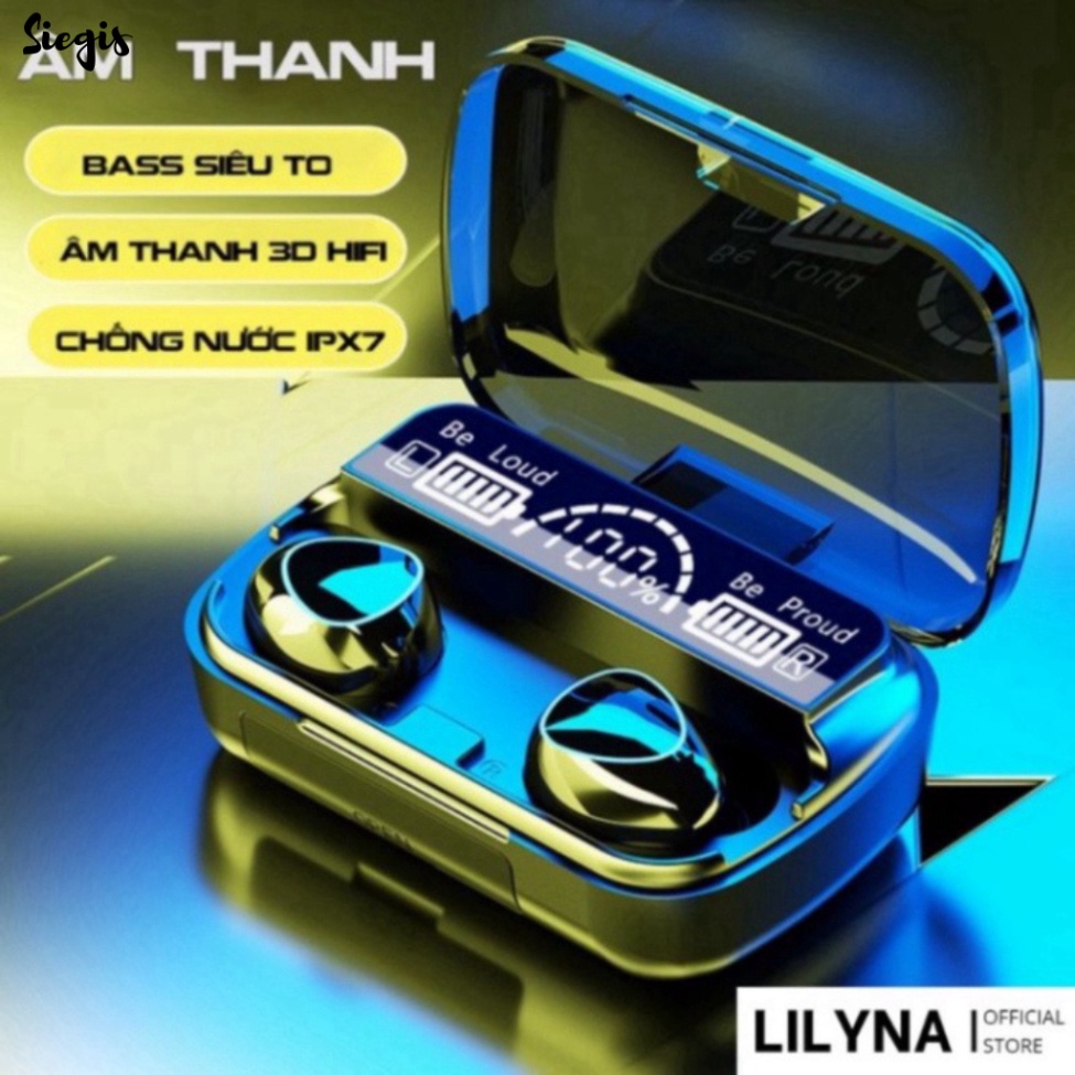 Tai nghe Bluetooth M10 bản pro, pin trâu 3000mah, nút cảm ứng, đèn led gaming, chống nước - Siegis