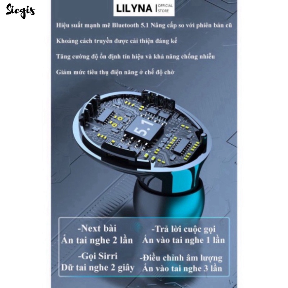 Tai nghe Bluetooth M10 bản pro, pin trâu 3000mah, nút cảm ứng, đèn led gaming, chống nước - Siegis