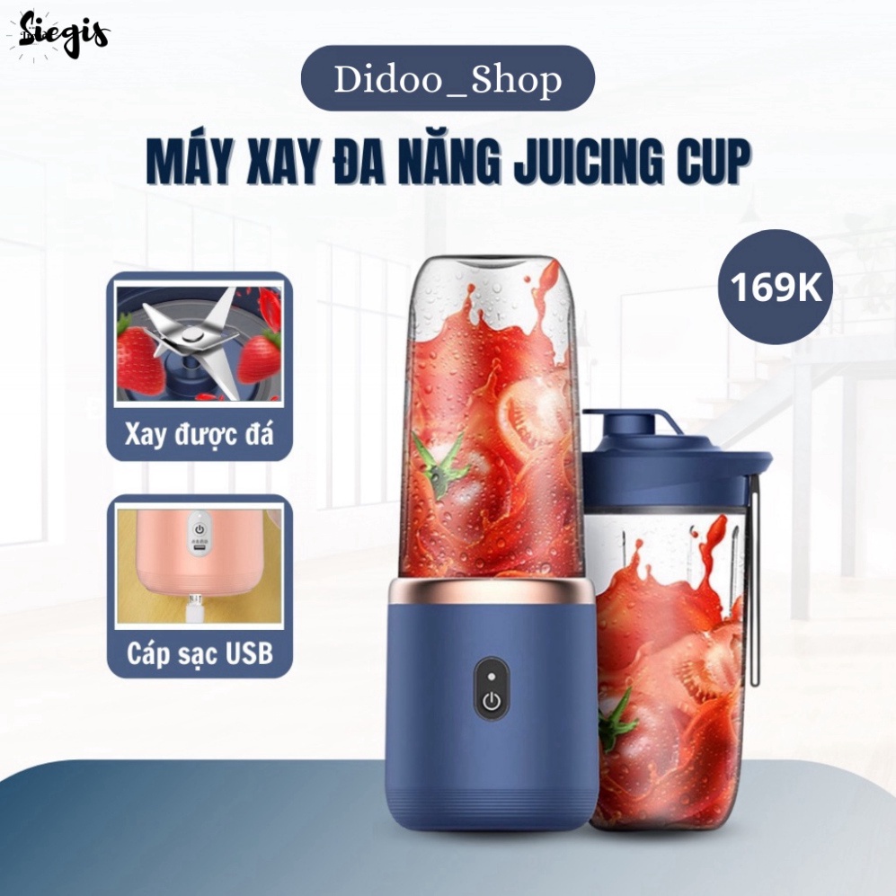 Máy xay sinh tố Juicing Cup 300ML cầm tay 6 lưỡi, Sử dụng Pin sạc cổng USB siêu tiện lợi - Siegis