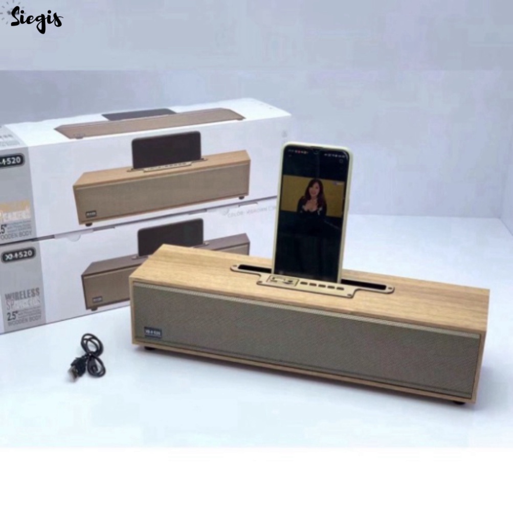 Loa bluetooth để bàn XM 520 Bass mạnh, công suất 20W siêu trầm , thiết kế vỏ gỗ sang trọng - Siegis