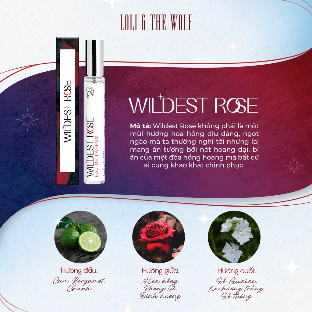 Nước hoa nam nữ thơm lâu Wildest Rose Loli And The Wolf hương thơm lôi cuốn chai 10ml 50ml