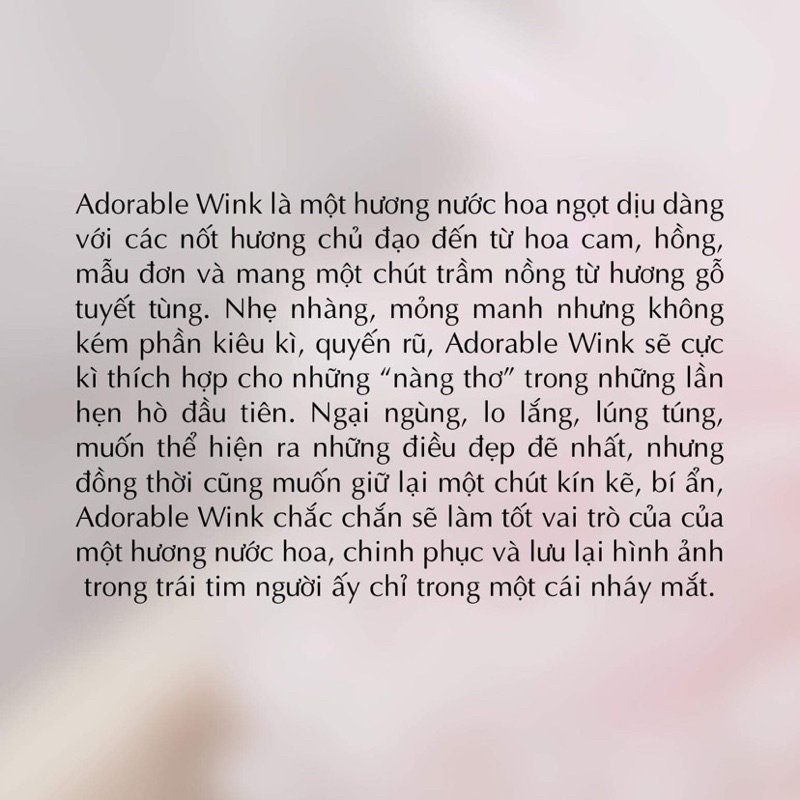 Nước Hoa Nữ Loli The Wolf Adorable Wink Thơm Lâu Chính Hãng Chai 10ml, 50ml | BigBuy360 - bigbuy360.vn