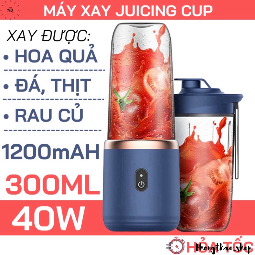 Máy xay sinh tố cầm tay Juicing Cup 300ML 6 lưỡi sử dụng Pin sạc cổng USB siêu tiện lợi PT93