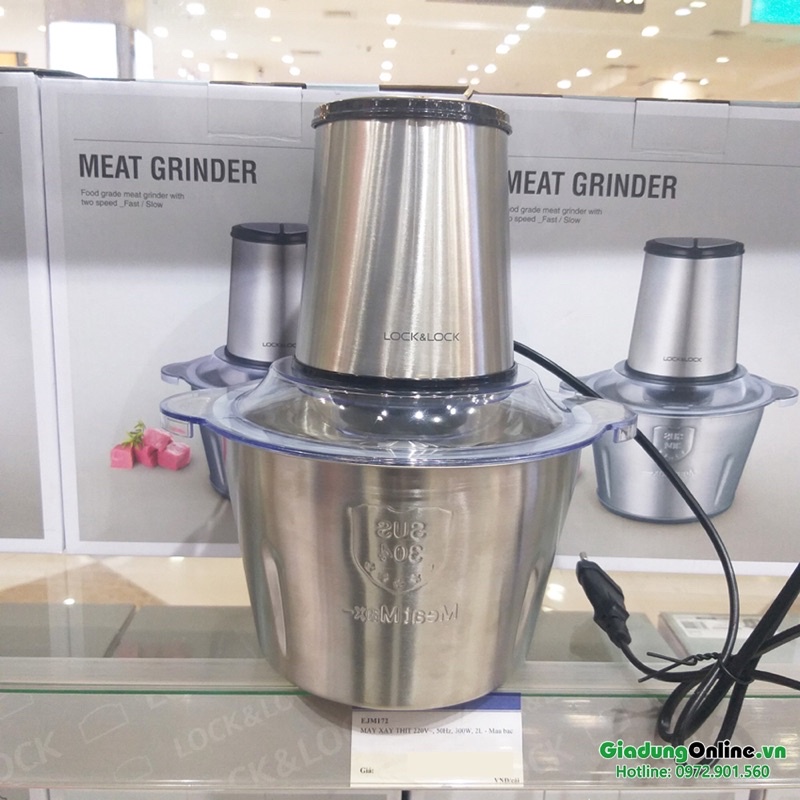 [LOCK&LOCK] MÁY XAY THỊT CỐI INOX 2L -EJM172