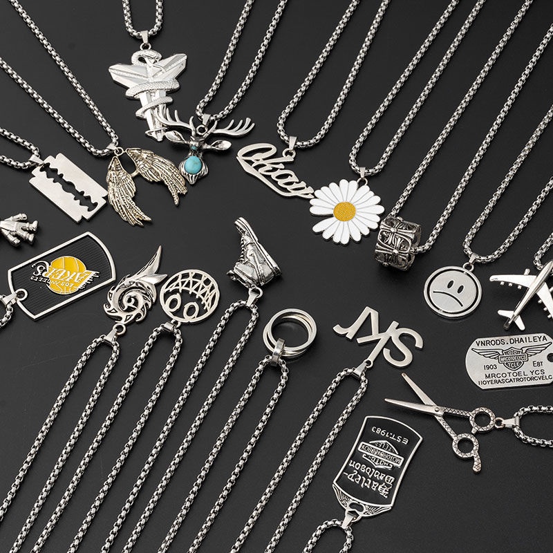 Vòng cổ Thép Titan Dáng Dài Phong Cách hip hop Cá Tính Cho Cặp Đôi