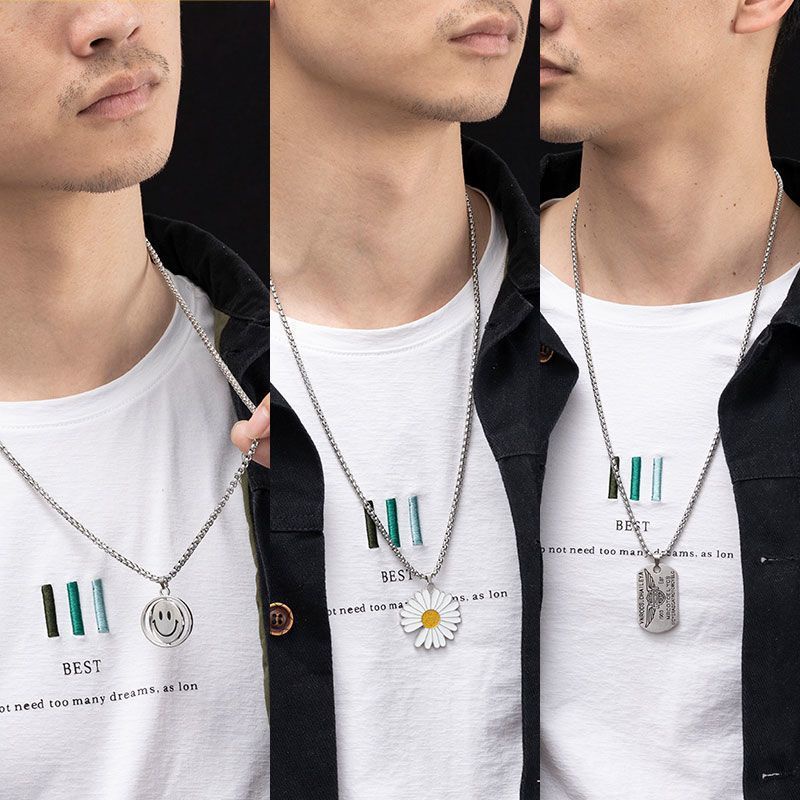 Vòng cổ Thép Titan Dáng Dài Phong Cách hip hop Cá Tính Cho Cặp Đôi