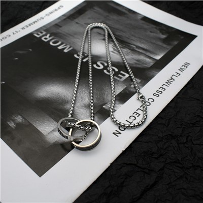 Vòng cổ Hai Lớp Bằng Thép Titan Không Phai Màu Phong Cách hip hop Đường Phố Đơn Giản Cho Nam Và Nữ