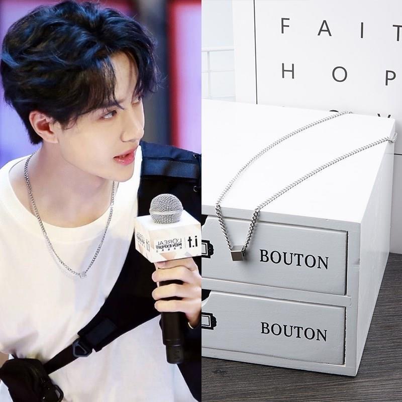 Vòng cổ Mặt Vuông Wang Yibo Phong Cách hip hop Nhật Bản Dễ Phối Đồ Thời Trang Cho Nam Và Nữ