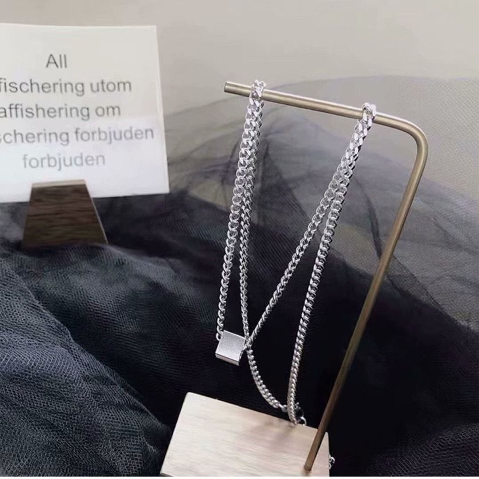 Vòng cổ Mặt Vuông Wang Yibo Phong Cách hip hop Nhật Bản Dễ Phối Đồ Thời Trang Cho Nam Và Nữ