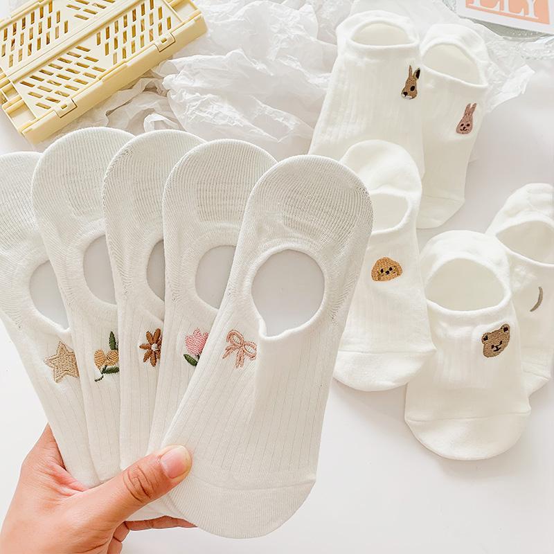 Vớ Cotton Cổ Thấp Mỏng Màu Trắng Thời Trang Mùa Hè Cho Nữ