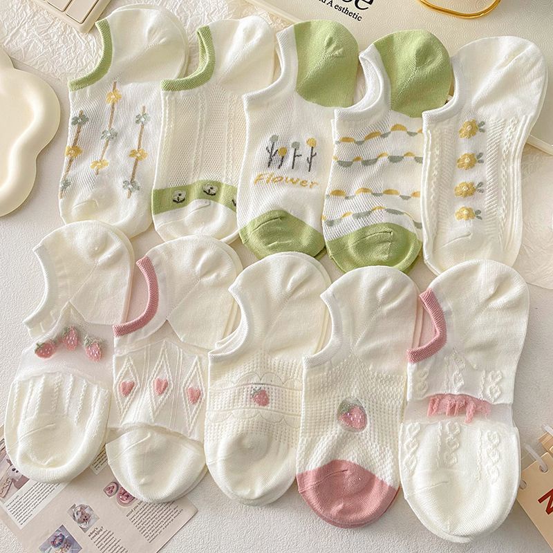 Vớ Thuyền Mỏng Cổ Thấp Chống Trượt Thoáng Khí Thời Trang Mùa Hè Cho Nữ