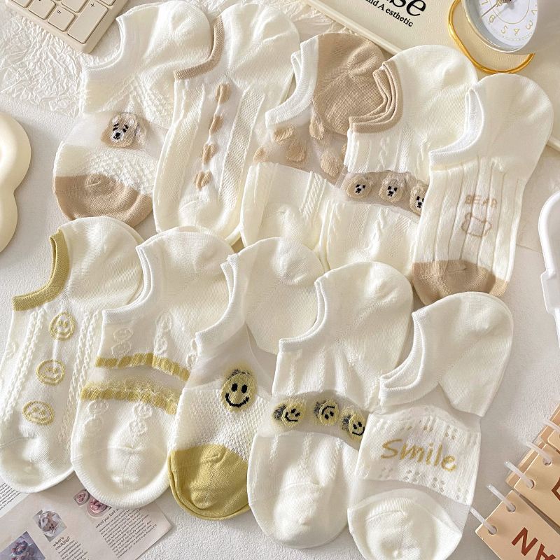 Vớ Thuyền Mỏng Cổ Thấp Chống Trượt Thoáng Khí Thời Trang Mùa Hè Cho Nữ