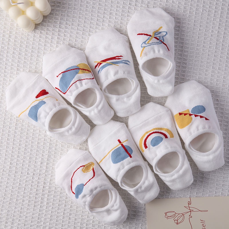 Vớ Thuyền Cotton Mỏng Màu Trắng Miệng Nông Dễ Phối Đồ Phong Cách Preppy Mùa Hè Cho Nữ