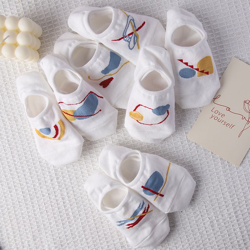 Vớ Thuyền Cotton Mỏng Màu Trắng Miệng Nông Dễ Phối Đồ Phong Cách Preppy Mùa Hè Cho Nữ