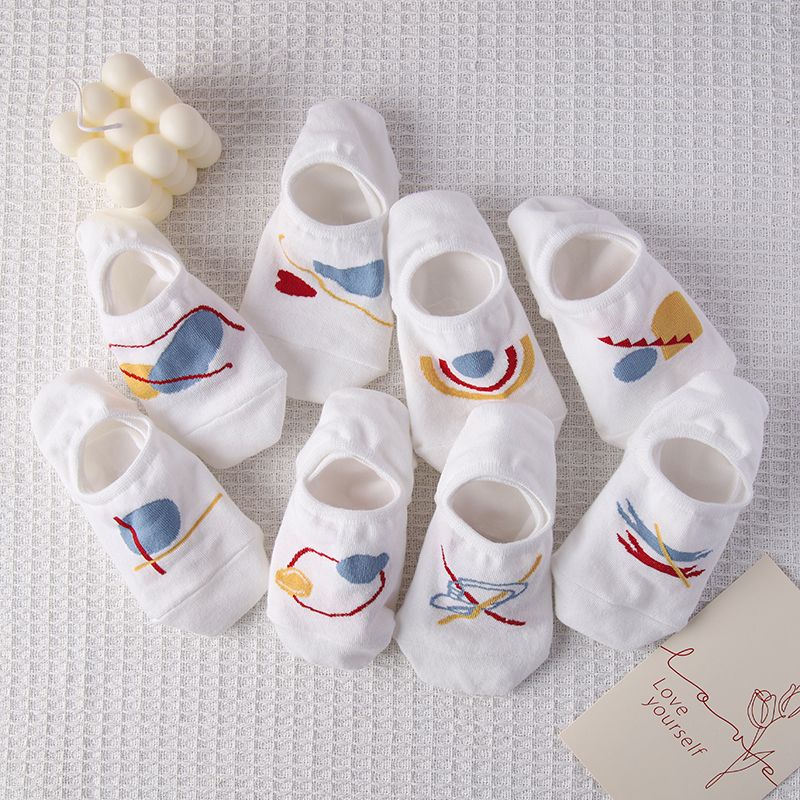 Vớ Thuyền Cotton Mỏng Màu Trắng Miệng Nông Dễ Phối Đồ Phong Cách Preppy Mùa Hè Cho Nữ