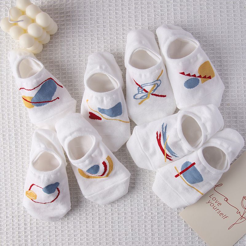 Vớ Thuyền Cotton Mỏng Màu Trắng Miệng Nông Dễ Phối Đồ Phong Cách Preppy Mùa Hè Cho Nữ