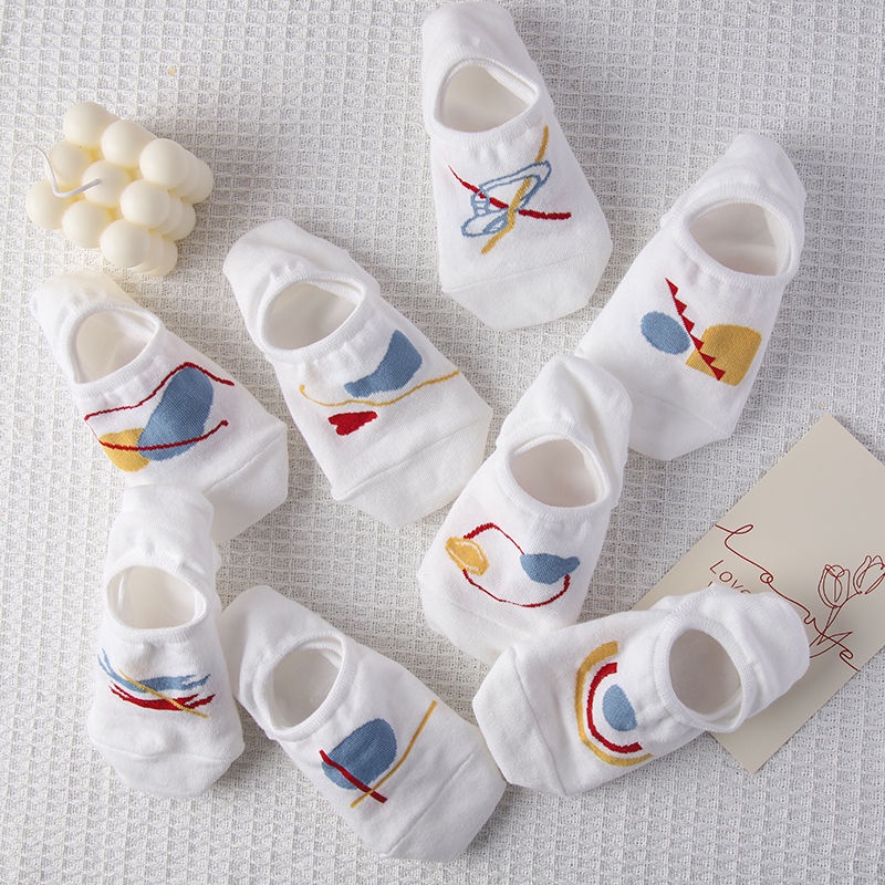 Vớ Thuyền Cotton Mỏng Màu Trắng Miệng Nông Dễ Phối Đồ Phong Cách Preppy Mùa Hè Cho Nữ