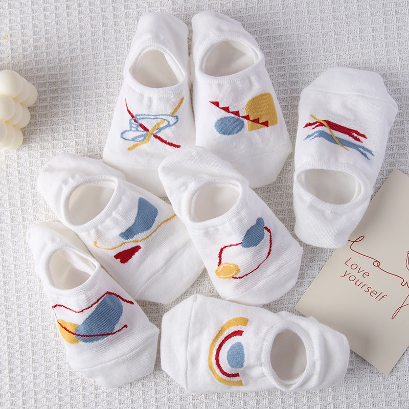 Vớ Thuyền Cotton Mỏng Màu Trắng Miệng Nông Dễ Phối Đồ Phong Cách Preppy Mùa Hè Cho Nữ