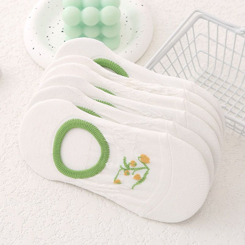Vớ Mỏng Vô Hình Miệng Nông Ba Chiều Họa Tiết Hoa Màu Trắng Phong Cách Nhật Bản Dễ Thương Thời Trang Mùa Hè Cho Nữ