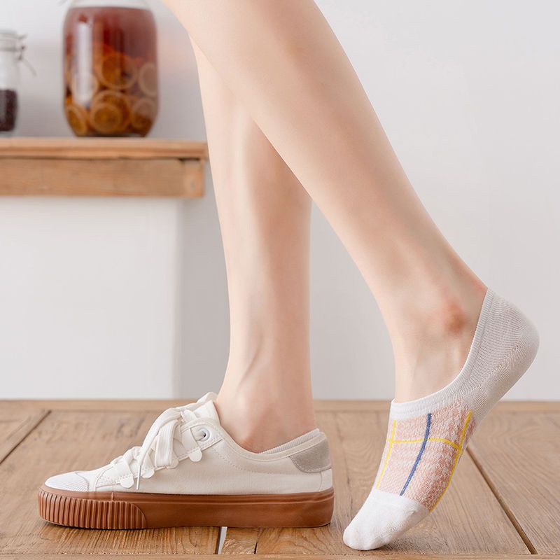 Vớ Thuyền Thoáng Khí Bằng Vải Cotton Không Trơn Họa Tiết Dễ Thương Dành Cho Nữ