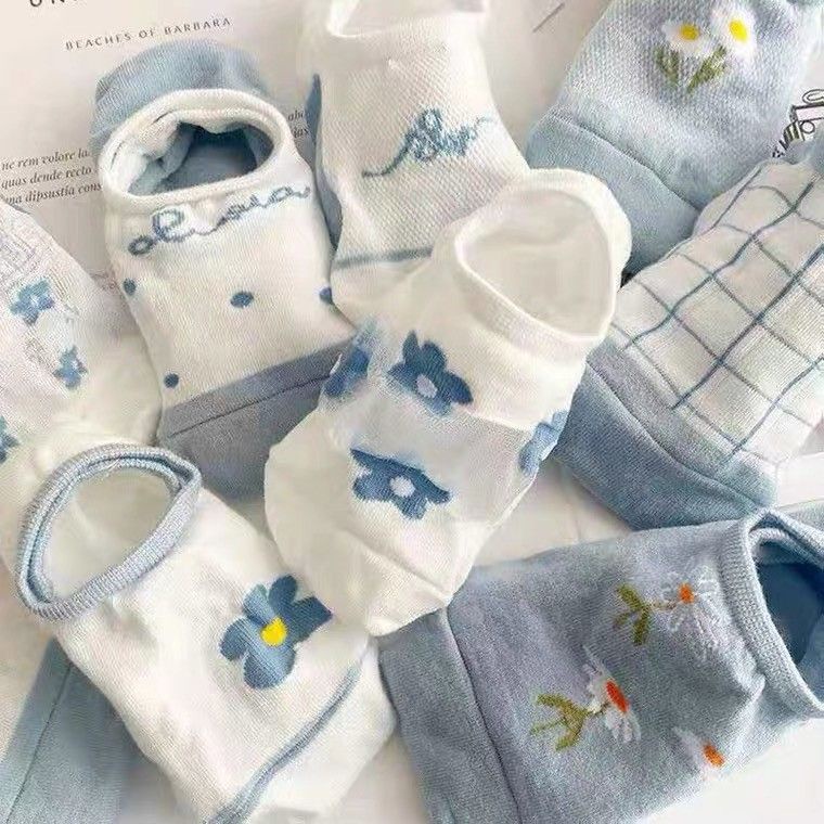 Vớ Thuyền Vải Cotton Mỏng Phối Lưới Thoáng Khí Họa Tiết Hoạt Hình Thời Trang Mùa Hè Cho Nữ