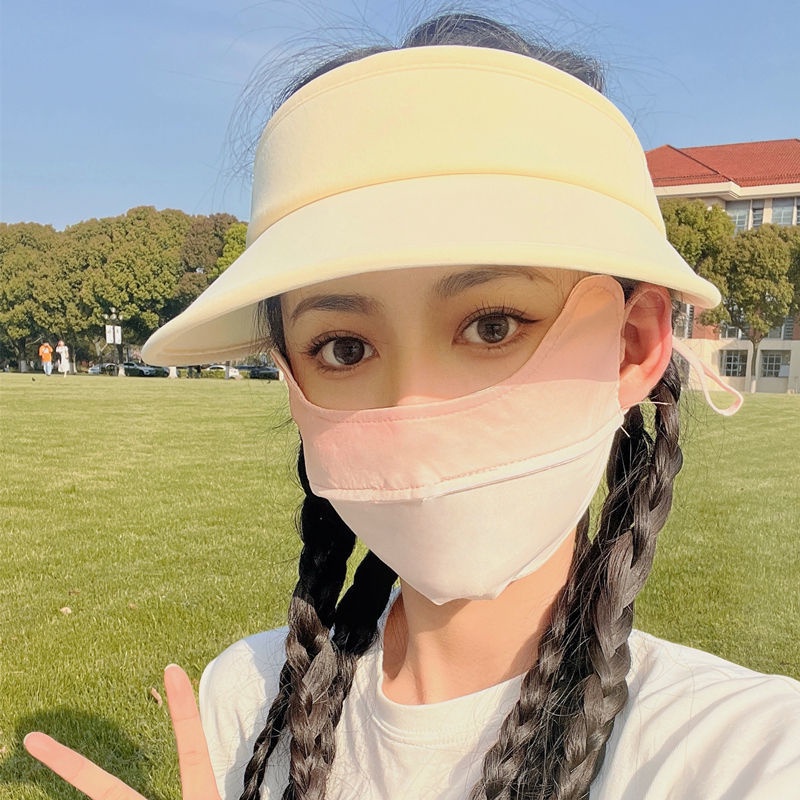 Mũ Che Nắng Chống Tia UV Bằng Vải Lụa Lạnh Đục Lỗ Thời Trang Cho Nữ