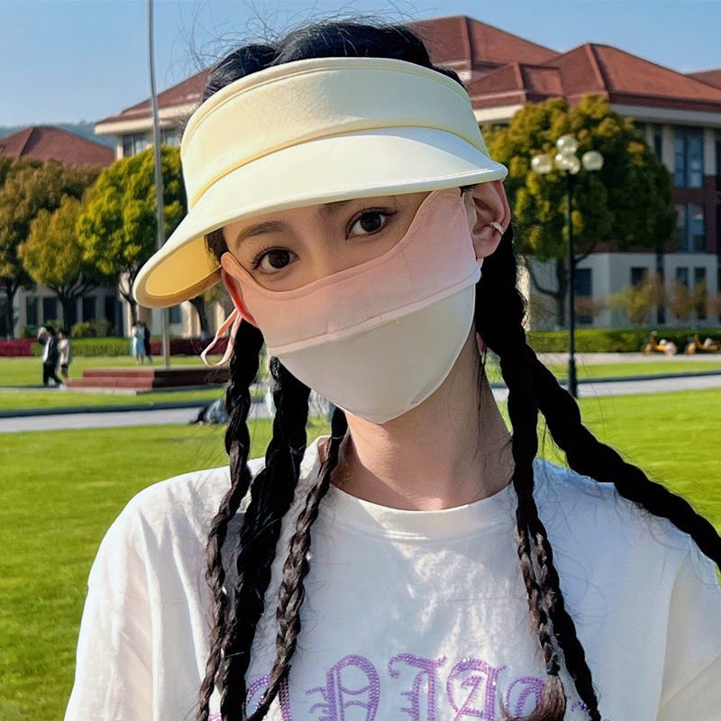 Mũ Che Nắng Chống Tia UV Bằng Vải Lụa Lạnh Đục Lỗ Thời Trang Cho Nữ