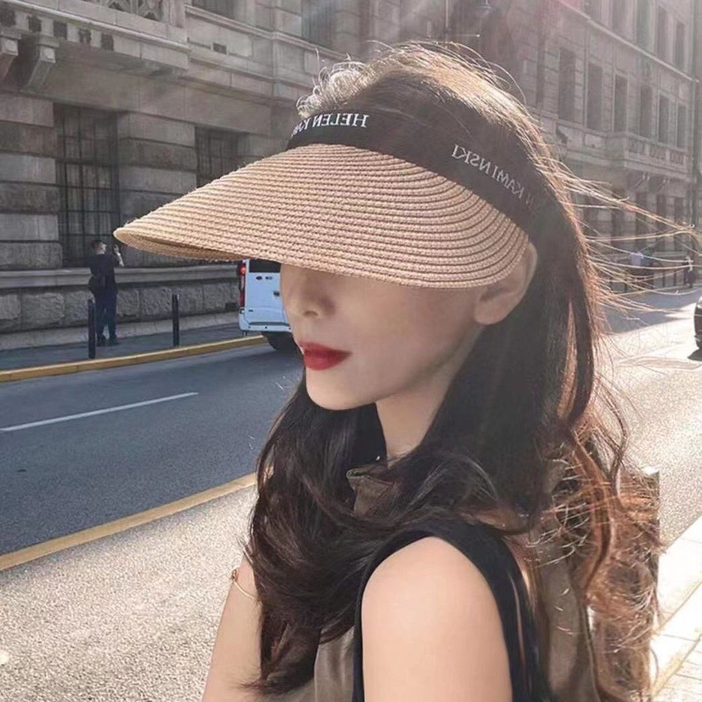 Mũ Cói Chống Nắng Hở Chóp Che Phủ Khuôn Mặt Phong Cách Phương Tây Thời Trang Đi Biển Mùa Hè Mới Cho Nữ