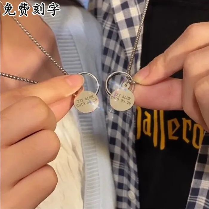 Vòng cổ Bằng Thép Titan Không Phai Phong Cách Hàn Quốc Cho Cặp Đôi
