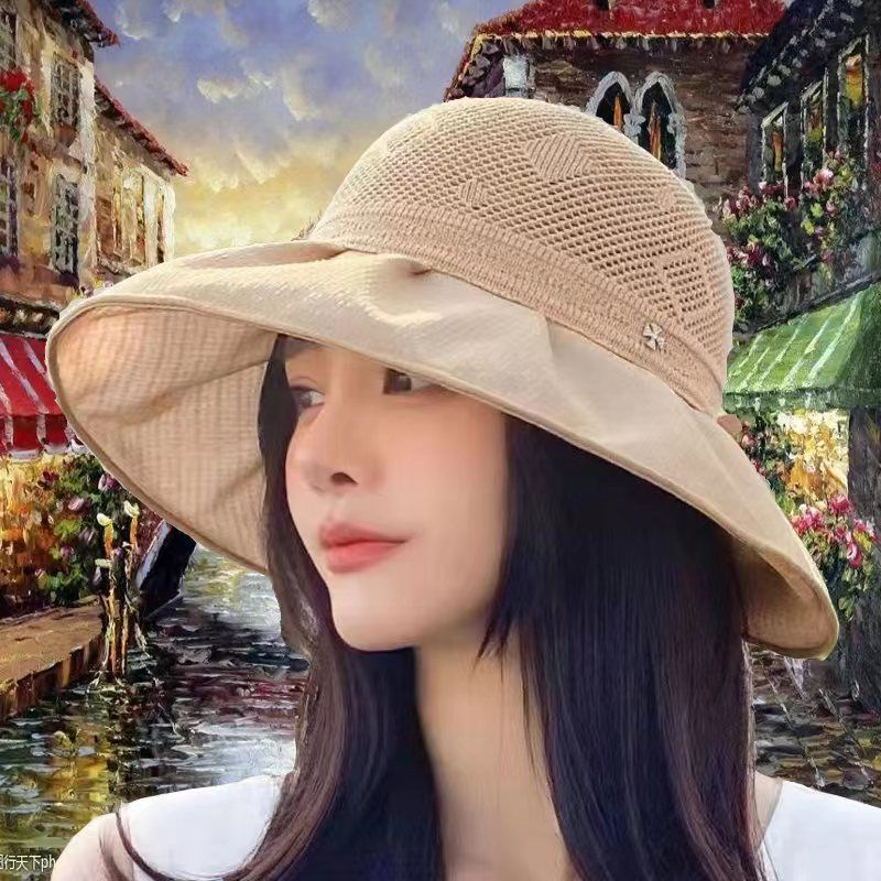 Mũ Cói Rộng Vành Chống Nắng Thiết Kế Đục Lỗ Thời Trang Xuân Hè Cho Nữ