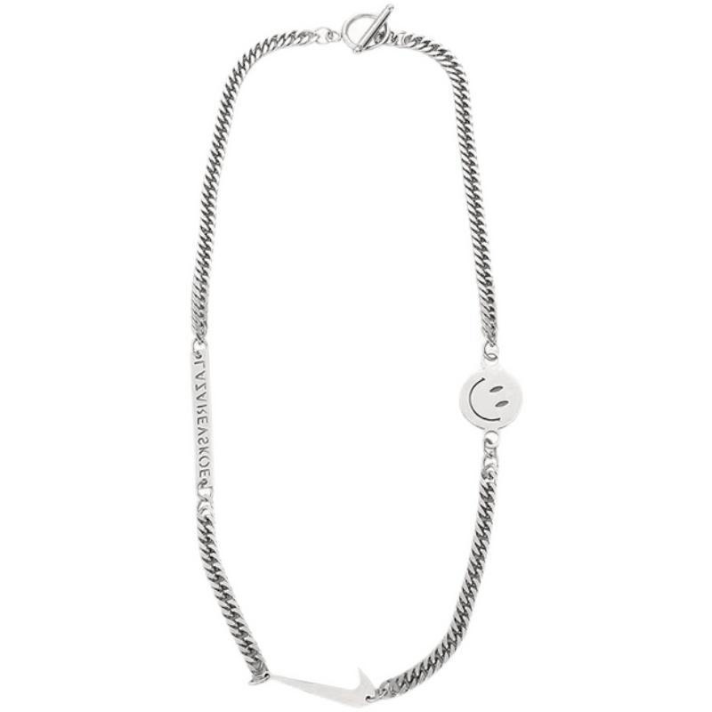 Vòng cổ Wang Yibo Mặt Cười Phong Cách hip hop Thời Trang Sang Trọng Cho Nam