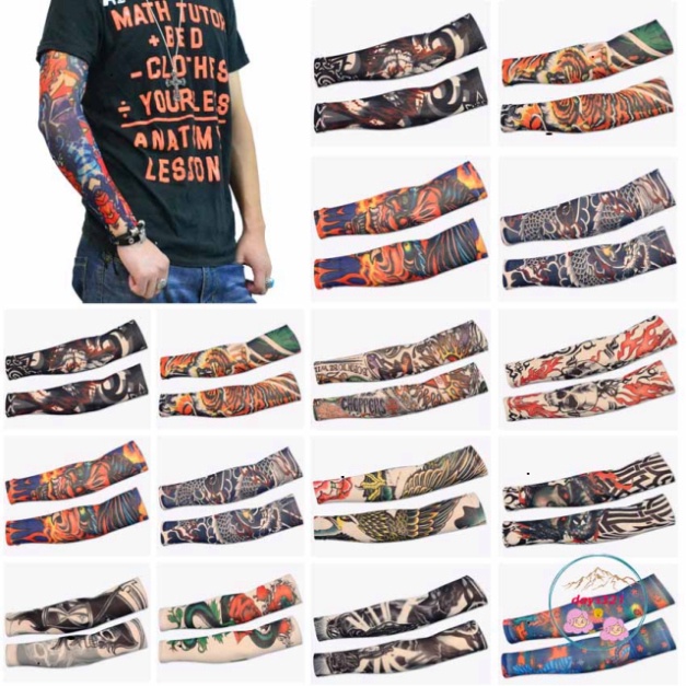 Găng ống tay găng tay chống nắng in hình xăm 3D bao tay chống nắng hình xăm