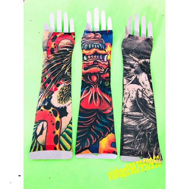 Găng ống tay găng tay chống nắng in hình xăm 3D bao tay chống nắng hình xăm