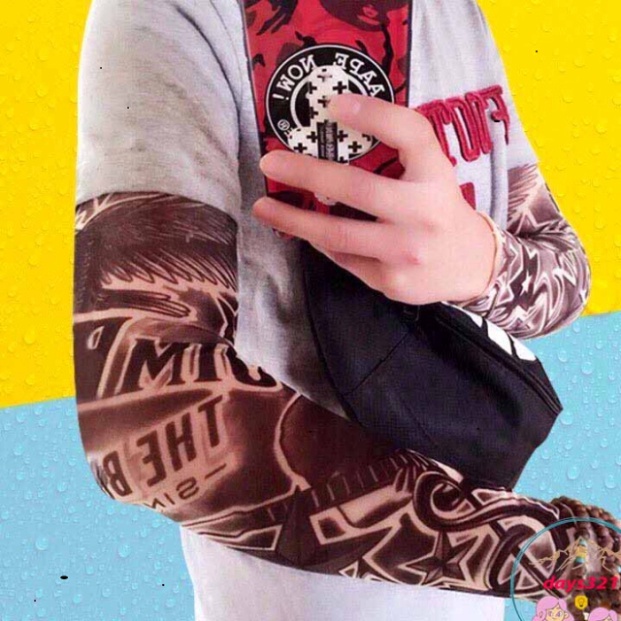 Găng ống tay găng tay chống nắng in hình xăm 3D bao tay chống nắng hình xăm