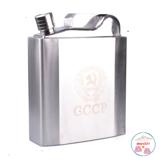 Bình Tông 5.4L CCCP Đựng Rượu Inox 5,4 Lít Thiết Kế Dạng Can Kèm Bao Da Chất Lượng Cao, Chắc Chắn có dây đe