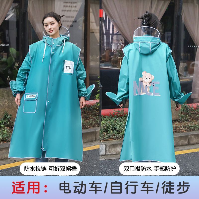 Áo Mưa Một Mảnh Dáng Dài Che Phủ Toàn Diện Chống Bão Dành Cho Nữ Đi Xe Đạp Xe Điện Dành Cho Người Lớn Trẻ Em poncho