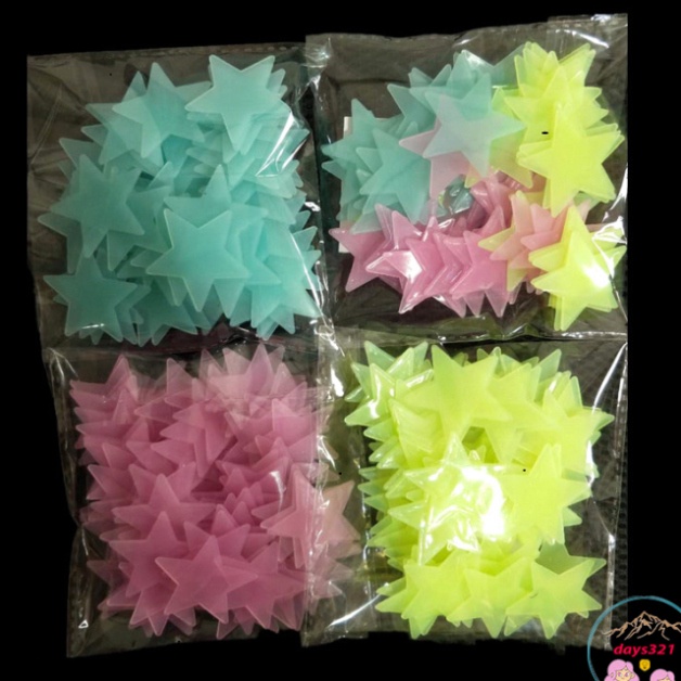 [Gói 100 cái] Sao dạ quang phát sáng dán tường trang trí Gói 100 Sao Dạ Quang Dán Tường- Kèm miếng d