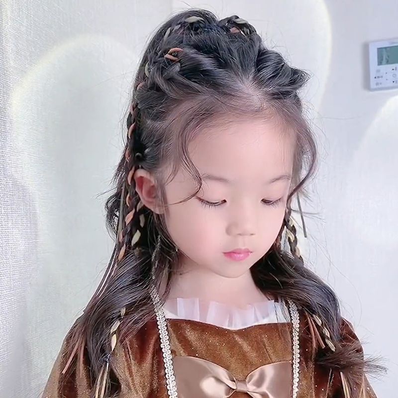 Dây Buộc Tóc Đuôi Ngựa Bằng Da Lộn Bện Nhiều Màu Sắc Ngọt Ngào Và Mát Mẻ Sáng Tạo