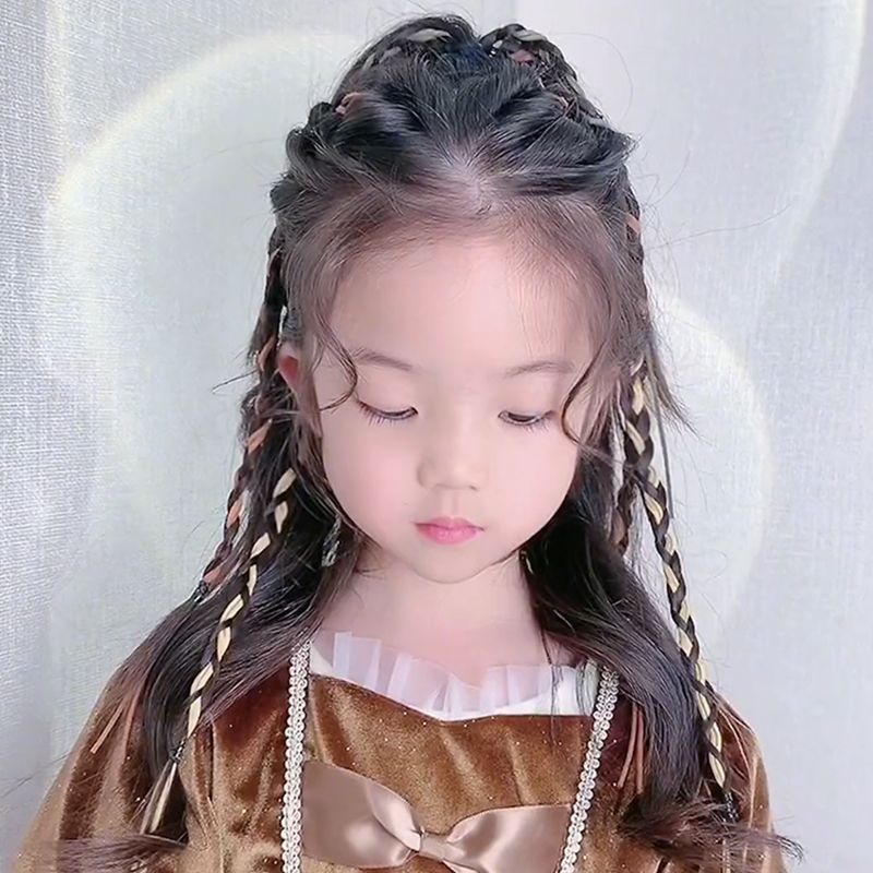 Dây Buộc Tóc Đuôi Ngựa Bằng Da Lộn Bện Nhiều Màu Sắc Ngọt Ngào Và Mát Mẻ Sáng Tạo