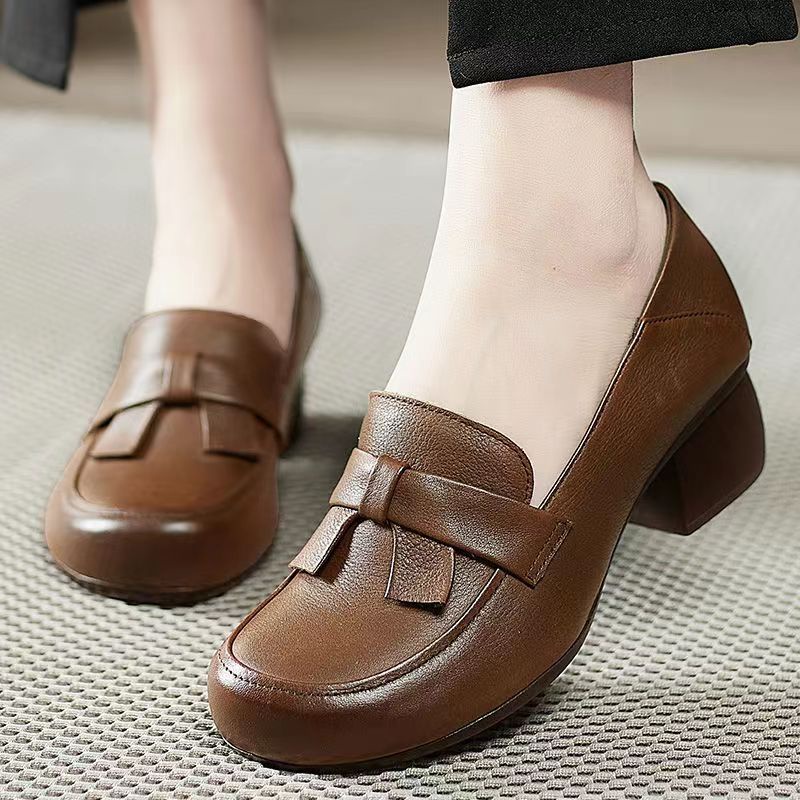 Giày Da Mềm Đế Dày Thoải Mái Phong Cách Retro Thời Trang Xuân Thu Cho Nữ