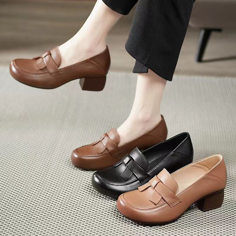 Giày Da Mềm Đế Dày Thoải Mái Phong Cách Retro Thời Trang Xuân Thu Cho Nữ