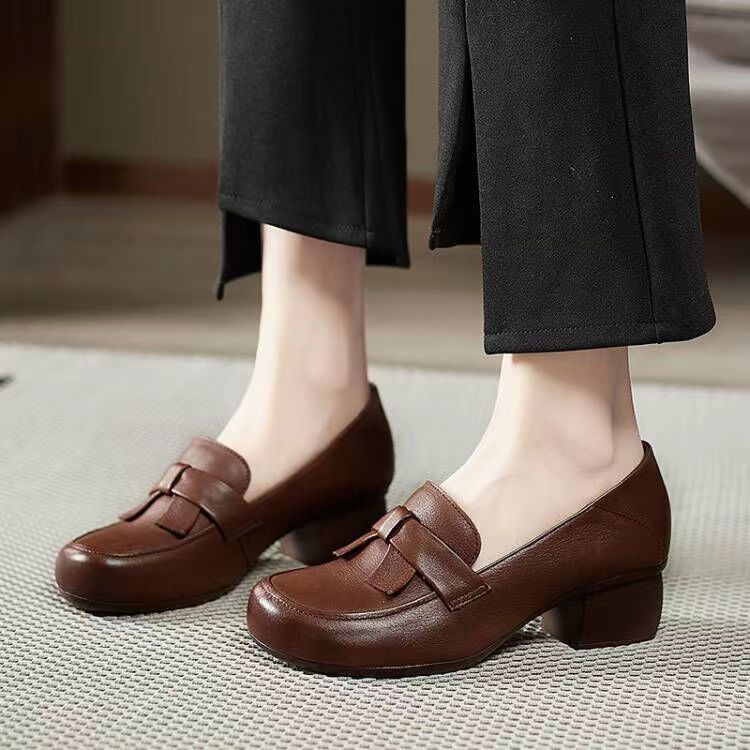 Giày Da Mềm Đế Dày Thoải Mái Phong Cách Retro Thời Trang Xuân Thu Cho Nữ